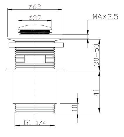 AKCES AXUS 15032 - KOREK KLIK-KLAK UMYWALKOWY 11/4'' MOSIĘŻNY